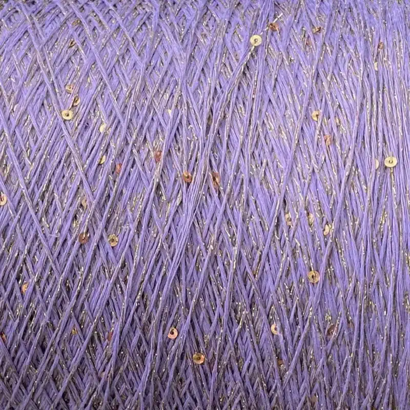 Пряжа льон з пайєткою Filati Naturali Lino Paiellettes лаванда з золотим люрексом — бобінна італійська пряжа