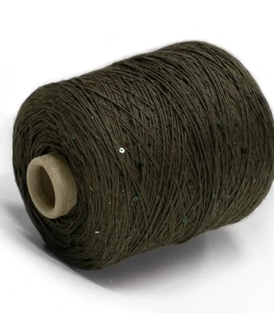 100% льон з мікропаєтками в тон — пряжа Filati Naturali хакі з легким блиском для літніх виробів