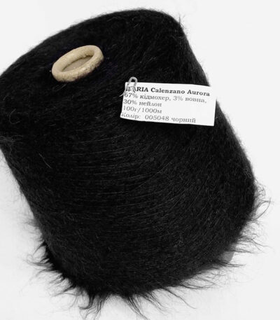 Пряжа кідмохер Ilaria Aurora 50048 чорний купити Бобінна пряжа Київ, Хорива 1 А