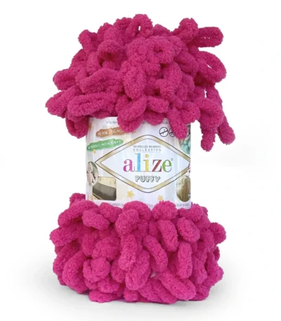 Пряжа Алізе Пуффі купити 149 малиновий для пледів