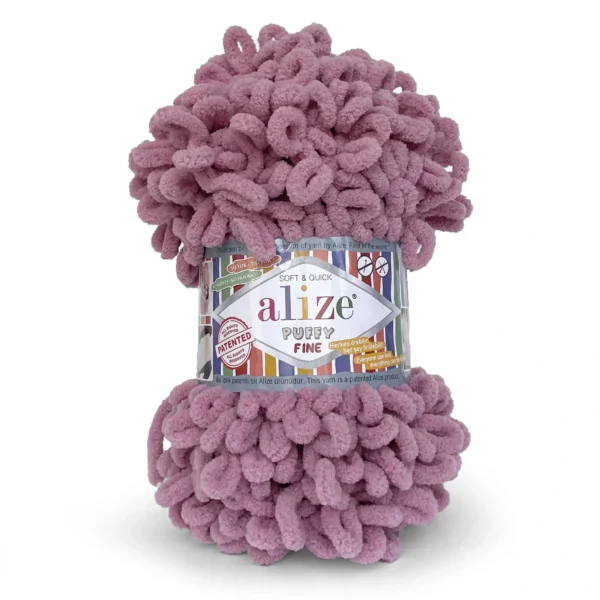 Пряжа Alize Puffy Fine 295 лиловий (рожевий, пильна троянда)