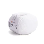 Пряжа YarnArt Jeans 01 білий — купити в Києві в магазині пряжі на Подолі. Ярнарт Джинс для іграшок і в'язання одягу. Склад: 55% бавовна, 45% поліакрил