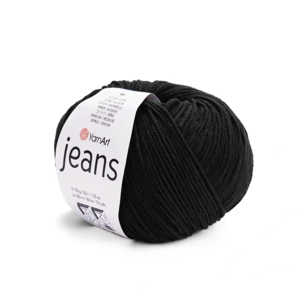 Пряжа YarnArt Jeans 53 чорний — купити в Києві в магазині пряжі на Подолі. Ярнарт Джинс для іграшок і в'язання одягу. Склад: 55% бавовна, 45% поліакрил
