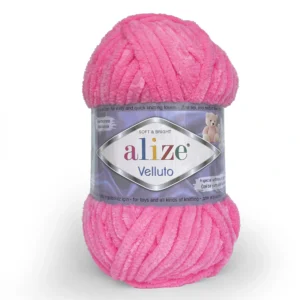 Плюшева пряжа Alize Velluto 121 рожевий, 100% мікрополіестер, 100 г / 68 м — купити в Києві, пряжа для іграшок і пледів