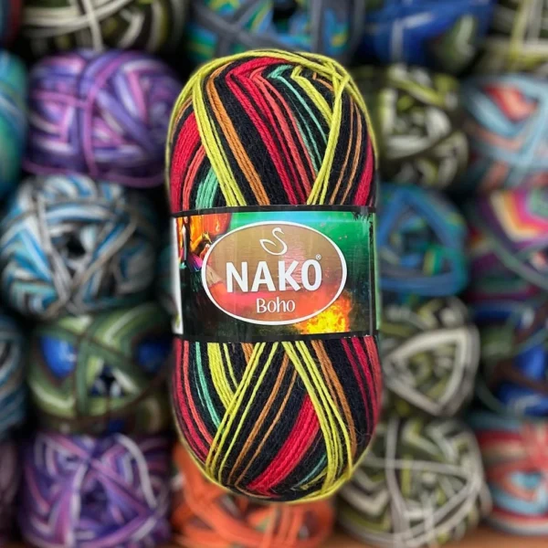 Nako Boho (Нако Бохо) Шкарпеткова пряжа купити в магазині пряжі в Києві. Склад 75% вовна. Палітра пряжі для шкарпеток купити в Києві, Хорива 1-А 2 поверх