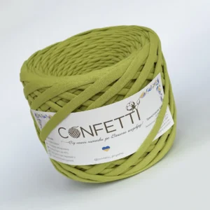 Трикотажна пряжа Confetti 7–9 мм салат ❗ 120 м ✓ 100% коттон ✓ Ідеальна для сумок і декору. Трикотажна пряжа купити Київ в магазині пряжі на Подолі