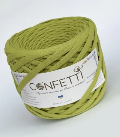Трикотажна пряжа Confetti 7–9 мм салат ❗ 120 м ✓ 100% коттон ✓ Ідеальна для сумок і декору. Трикотажна пряжа купити Київ в магазині пряжі на Подолі