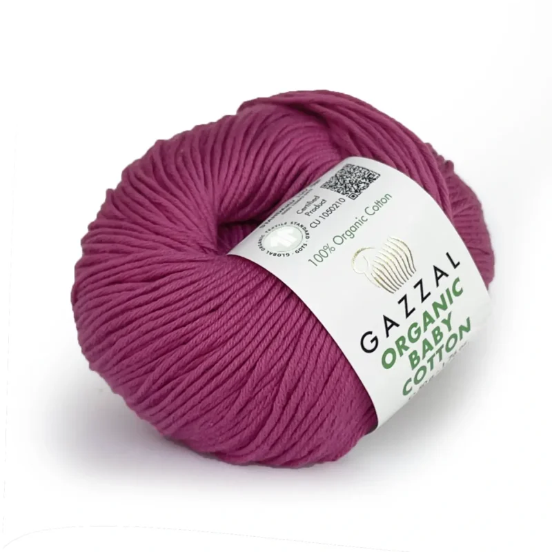 Пряжа Gazzal Organic Baby Cotton 454 фуксія — 100% бавовна 115м/50г, купити в магазині пряжі в Києві на Подолі