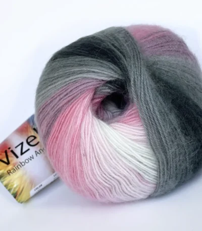 Пряжа Vizell Rainbow Angora колір 21, секційне фарбування, купити Київ