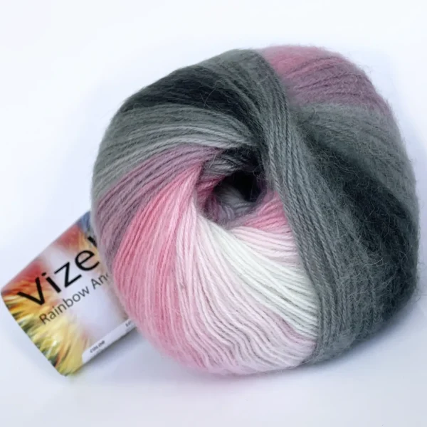 Пряжа Vizell Rainbow Angora колір 21, секційне фарбування, купити Київ