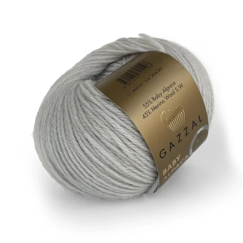 Пряжа Gazzal Baby Alpaca 46016 сірий — 55% бебі альпака, 45% меринос, 160м/50г, купити в магазині пряжі Київ