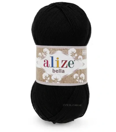 Пряжа 100% бавовна Alize Bella 60 чорний — купити в магазині пряжі на Київ, Хорива 1 А