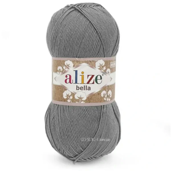 Пряжа 100% бавовна Alize Bella 87 сірий — купити в магазині пряжі на Київ, Хорива 1 А