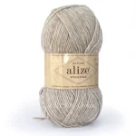 Пряжа напіввовна Alize Wooltime 152 бежевий меланж не колюча