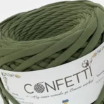 Трикотажна пряжа 7–9 мм Confetti олива ❗ 120 м ✓ 100% коттон ✓ Ідеальна для сумок і декору. Трикотажна пряжа купити Київ в магазині пряжі на Подолі