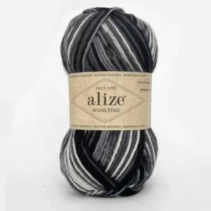 Alize Wooltime 11016 чорно-білий меланж, пряжа для шкарпеток і светрів, магазин пряжі Київ