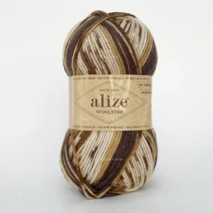 Пряжа для в’язання Alize Wooltime 11023 молочно-шоколадний, напівшерсть секційного фарбування купити в магазині пряжі на Подолі
