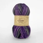 Alize Wooltime 11013 фіолетово-сірий меланж, пряжа напівшерсть для шкарпеток і светрів купити Київ, магазин пряжі на Подолі