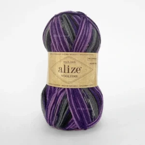 Alize Wooltime 11013 фіолетово-сірий меланж, пряжа напівшерсть для шкарпеток і светрів купити Київ, магазин пряжі на Подолі