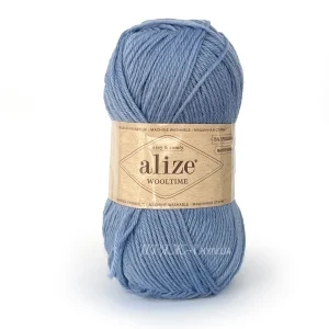 Пряжа напіввовна Alize Wooltime 432 блакитний не колюча