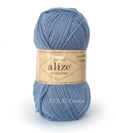 Пряжа напіввовна Alize Wooltime 432 блакитний не колюча