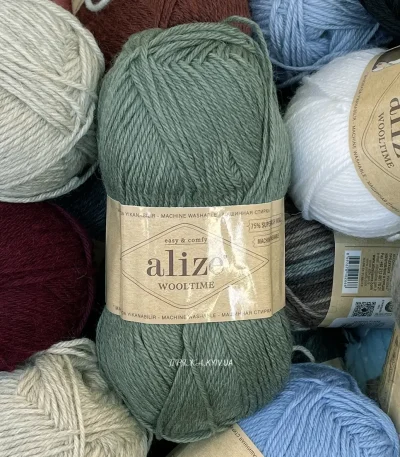 Alize Wooltime 274 полин / мілітарі — моток 100г 75% вовна супервош