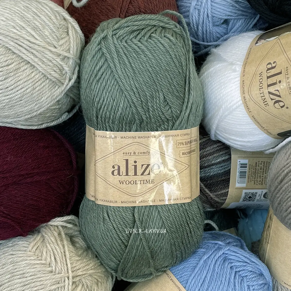 Alize Wooltime 274 полин / мілітарі — моток 100г 75% вовна супервош