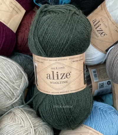 Alize Wooltime 873 хакі / мілітарі — моток 100г 75% вовна супервош