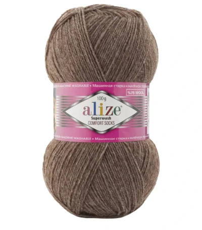 Носочна пряжа Алізе Супервош 240 мокко — купити в магазині пряжі на Подолі Київ
