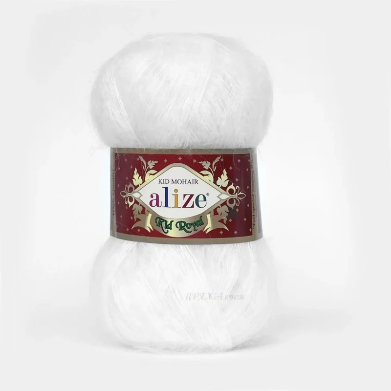 Alize Kid Royal колір 55 білий - Алізе кід мохер Кід Роял купити в магазині пряжі Київ, Хорива 1 А