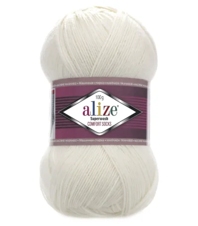 Носочна пряжа Алізе Супервош 01 молочний меланж — купити в магазині пряжі на Подолі Київ