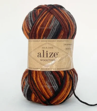 Алізе Вултайм 11014 теракотово-сірий секційна пряжа напівшерсть для шкарпеток і светрів купити Київ, вул. Хорива 1 А