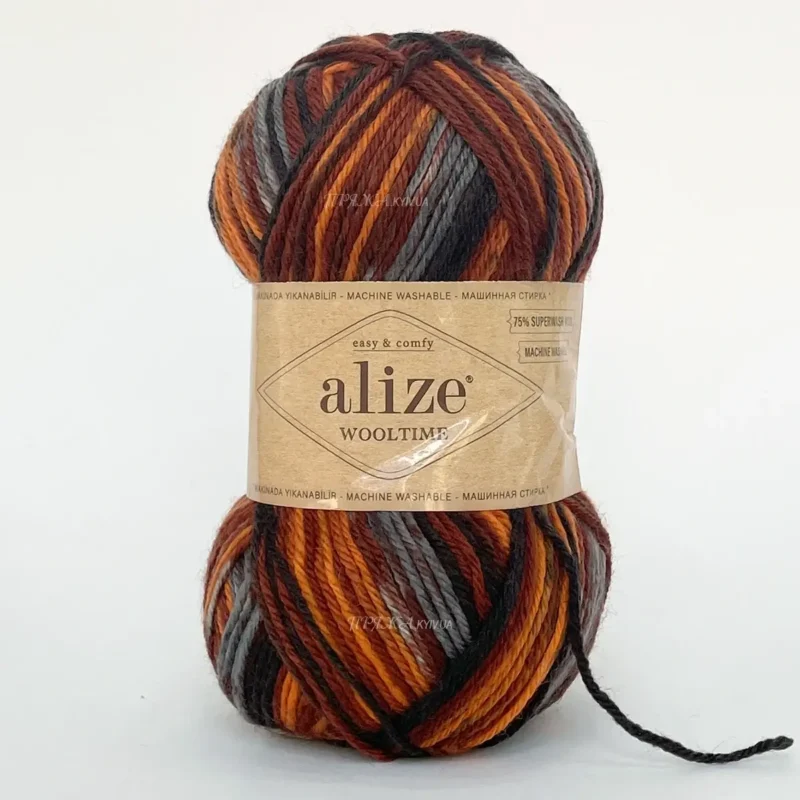 Alize Wooltime 11014 теракотово-сірий секційна пряжа напівшерсть для шкарпеток і светрів купити Київ, вул. Хорива 1 А