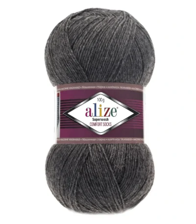Носочна пряжа Алізе Супервош 182 сірий меланж — купити в магазині пряжі на Подолі Київ