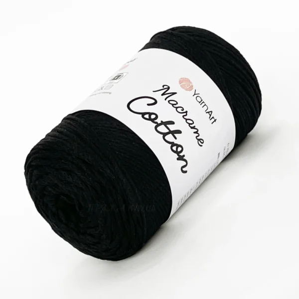 шнур Yarnart Macrame Cotton 750 чорний — пряжа-шнур для макраме і сумок, доступна в магазині Київ, Хорива 1-А