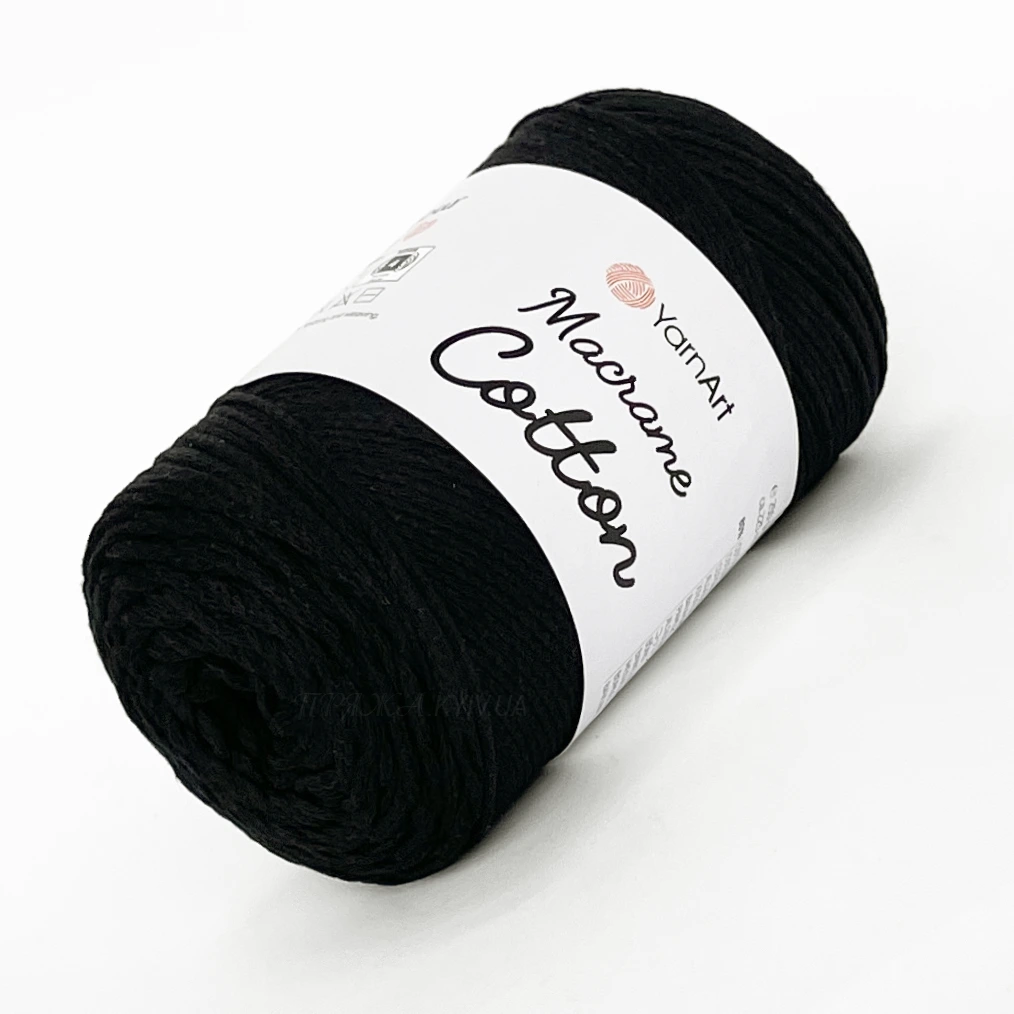 Macrame-cotton-750 шнур Yarnart Macrame Cotton 750 чорний — пряжа-шнур для макраме і сумок, доступна в магазині Київ, Хорива 1-А