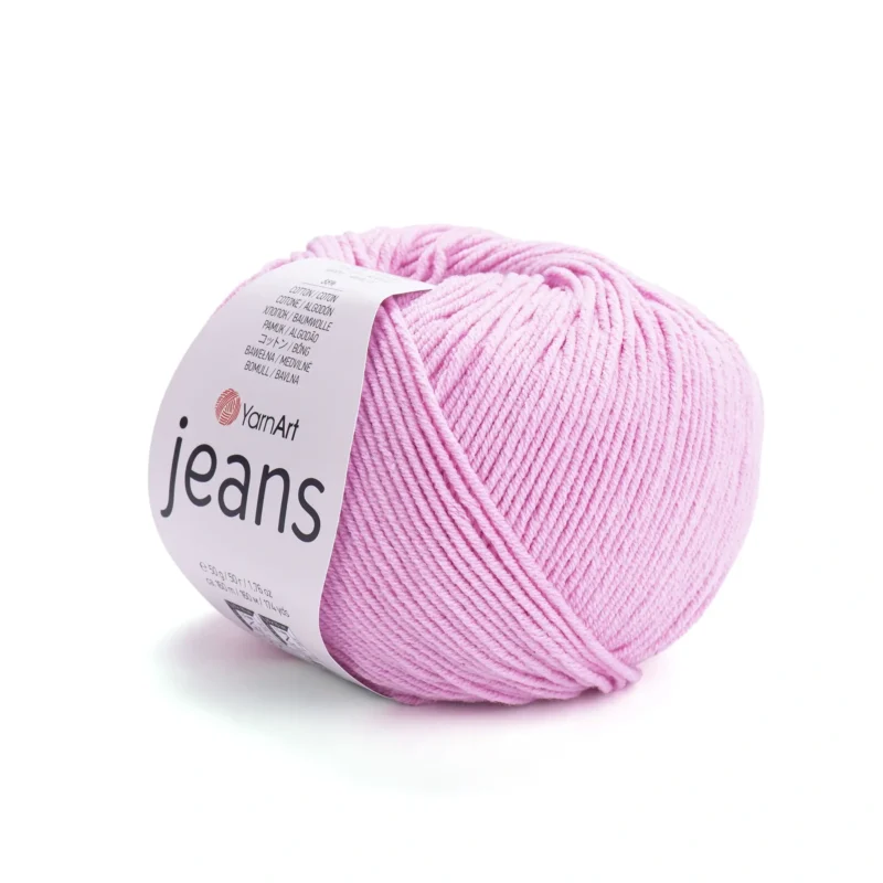 Пряжа напівбавовна Yarnart Jeans 36, рожевий відтінок – магазин пряжі Київ, Хорива 1-А, підходить для в’язання дитячих речей та іграшок