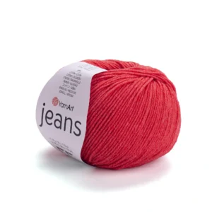 Пряжа напівбавовна Yarnart Jeans 26 червоний відтінок – магазин пряжі Київ, Хорива 1-А, підходить для в’язання дитячих речей та іграшок