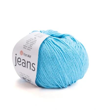 Пряжа напівбавовна Yarnart Jeans 33, бірюза відтінок – магазин пряжі Київ, Хорива 1-А, підходить для в’язання дитячих речей та іграшок