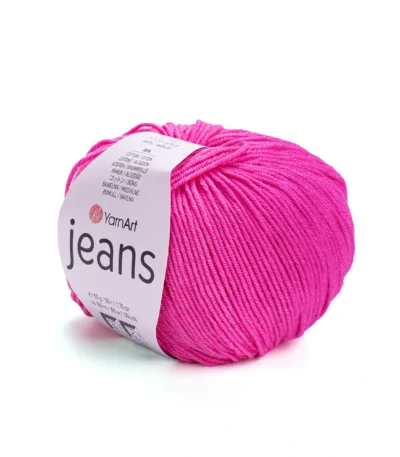 Пряжа напівбавовна Yarnart Jeans 42, яскраво рожевий відтінок – магазин пряжі Київ, Хорива 1-А, підходить для в’язання дитячих речей та іграшок