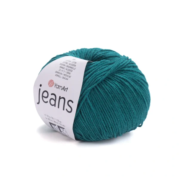 Пряжа напівбавовна Yarnart Jeans 63, морська хвиля – магазин пряжі Київ, Хорива 1-А, підходить для в’язання дитячих речей та іграшок