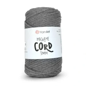 Yarnart Macrame Cord 3мм 774 сірий — бавовняний шнур для в’язання сумок, купити в магазині пряжі Київ вул Хорива 1 А