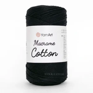 пряжа YarnArt Macrame Cotton 750 чорний — шнур 2 мм для в’язання сумок, купити на Хориві 1-А