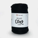 YarnArt Macrame Cord 3мм чорний — міцний бавовняний шнур 3мм для в'язання сумки гачком купити в Магазин пряжі Київ, Хорива 1 А
