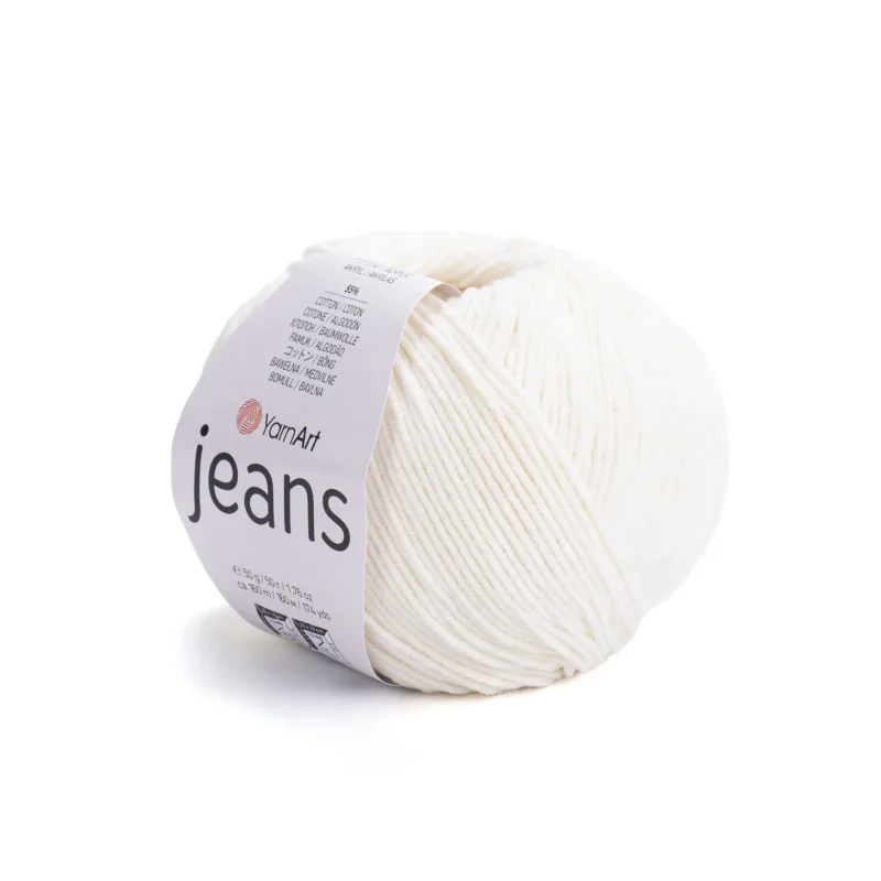 Пряжа YarnArt Jeans 03 молочний — купити в Києві в магазині пряжі на Подолі. Ярнарт Джинс для іграшок і в'язання одягу. Склад: 55% бавовна, 45% поліакрил