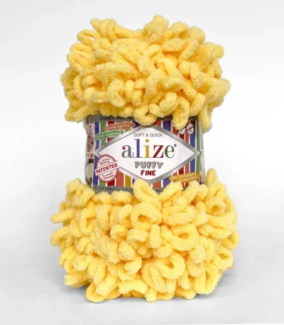 Alize Puffy Fine 113 жовтий купити Київ пряжа для пледів руками