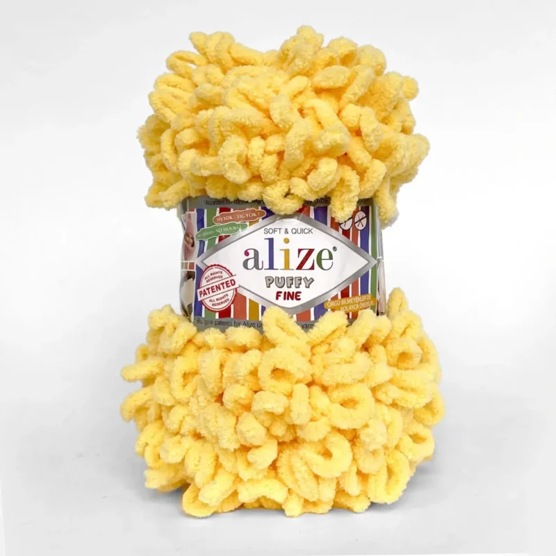 Alize Puffy Fine 113 жовтий купити Київ пряжа для пледів руками