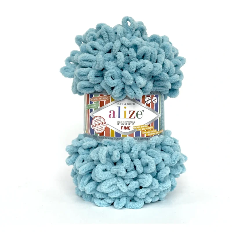 Alize Puffy Fine 414 блакитний / лагуна - пряжа з петельками купити Київ, вул Хорива 1 А