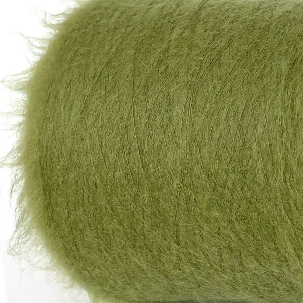 Aurora6059 Пряжа кідмохер лайм, зелений, фісташка, в бобінах з Італії, Ilaria Aurora 6088. Склад: 67% кідмохер, 5% меринос, 28% поліамід . Купити можна в магазині пряжі Київ, Поділ, Хорива 1А.