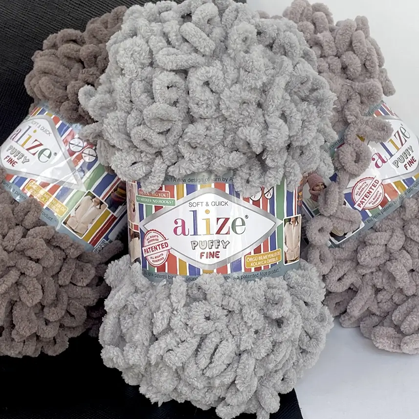 Alize Puffy Fine 302 сірий купити Київ пряжа для пледів руками